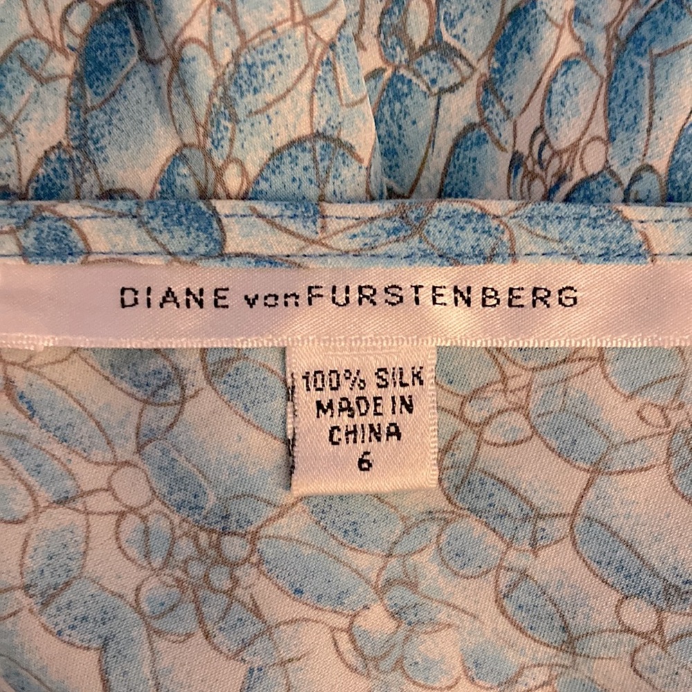 Diane Von Furstenberg Blue Silk Bubble Print Dress Sz 6 - Picture 5 of 6